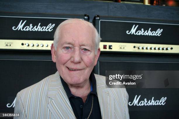 Dr Jim Marshall OBE, at Marshall Amplification plc, worldwide headquarters; which he founded in 1962, makers of the rock world famous Marshall...