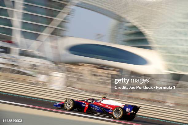 Roman Stanek of Czech Republic and Trident on track during Formula 2 testing at Yas Marina Circuit on November 23, 2022 in Abu Dhabi, United Arab...