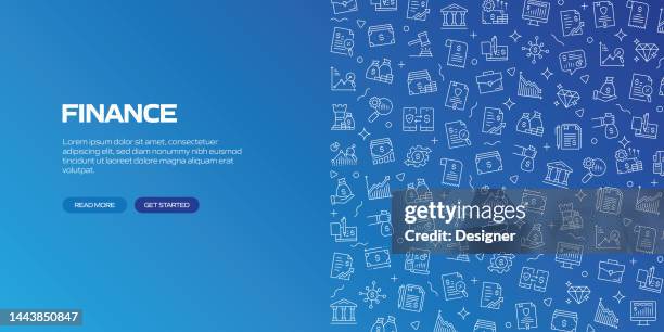 stockillustraties, clipart, cartoons en iconen met finance web banner with linear icons, trendy linear style vector - accountant