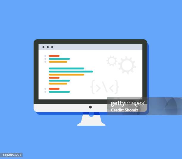 stockillustraties, clipart, cartoons en iconen met programming code application window - html