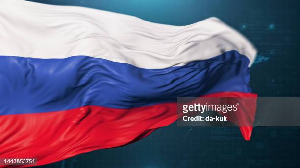 flag of russian federation on dark blue background - russia national flag stock pictures, royalty-free photos & images
