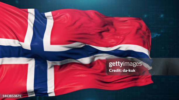 flag of norway on dark blue background - norwegian flag stock pictures, royalty-free photos & images