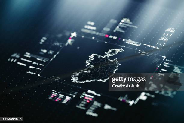 mapa digital de irlanda - irlanda fotografías e imágenes de stock