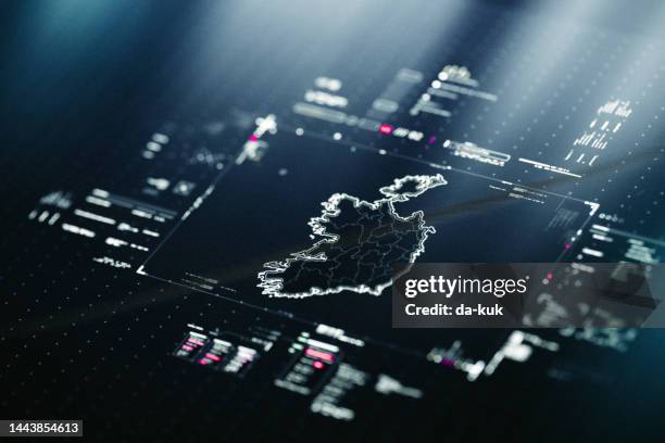 digital map of ireland - navigational equipment stock pictures, royalty-free photos & images