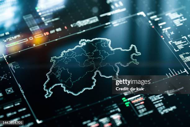 digital map of switzerland - line frame border stock pictures, royalty-free photos & images
