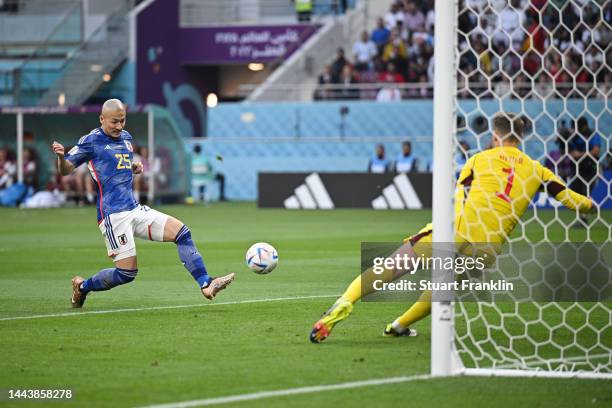 Daizen Maeda of Japan scores their team's first goal later ruled offside during the FIFA World Cup Qatar 2022 Group E match between Germany and Japan...