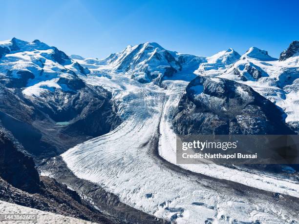 glacier at the heart of zermatt, switzerland - glaciar lagoon imagens e fotografias de stock