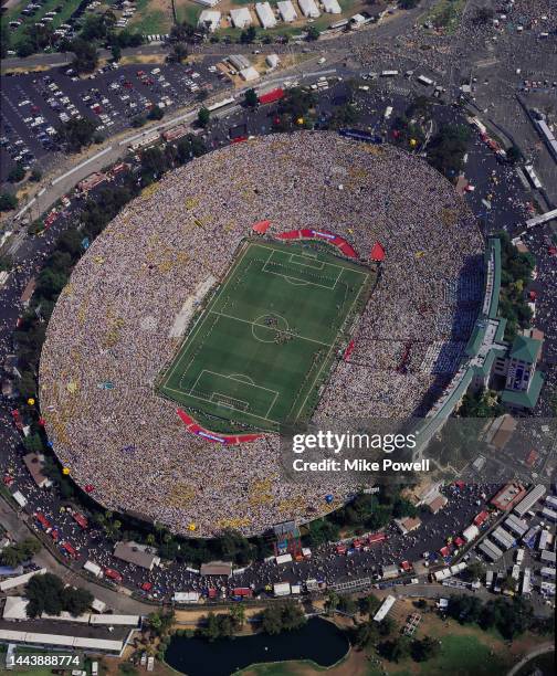 General aerial view of the FIFA World Cup Final between Italy and Brazil on 17th July 1994 at the Rose Bowl stadium in Pasadena, California, United...