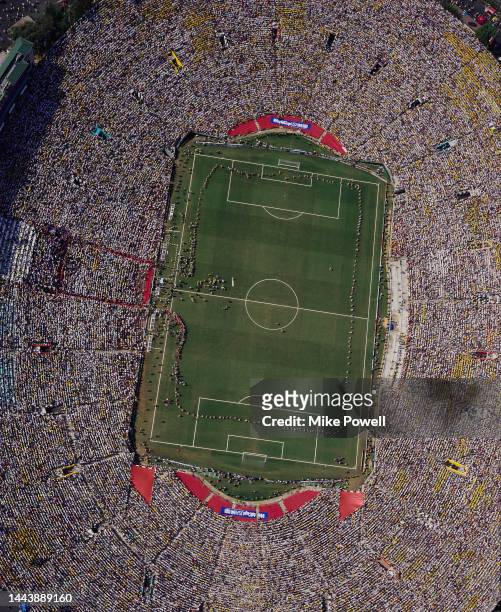 General aerial view of the FIFA World Cup Final between Italy and Brazil on 17th July 1994 at the Rose Bowl stadium in Pasadena, California, United...