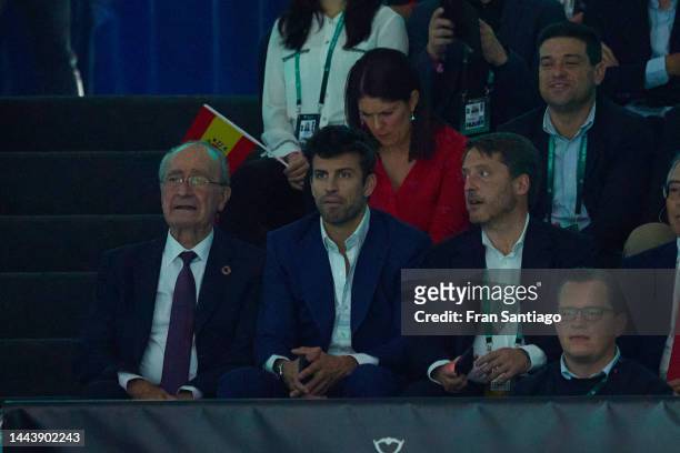 Gerard Pique asists to the Davis Cup by Rakuten Finals 2022 quarter-finals match between Croatia and Spain at Palacio de los Deportes Jose Maria...