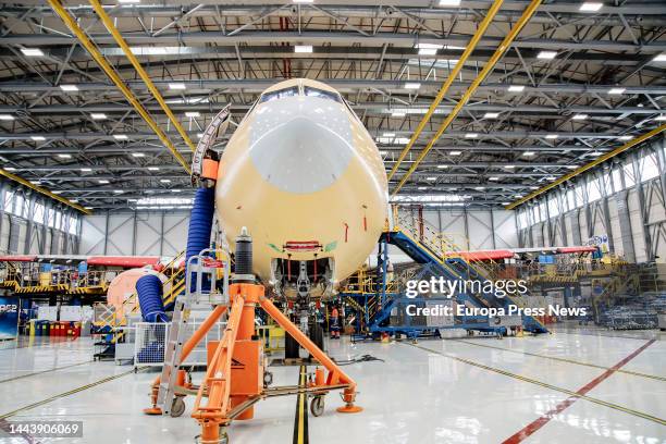 View of the structure of an aircraft at the Airbus campus in Getafe, 'Campus Futura', on 23 November, 2022 in Getafe, Madrid, Spain. Campus Futura'...