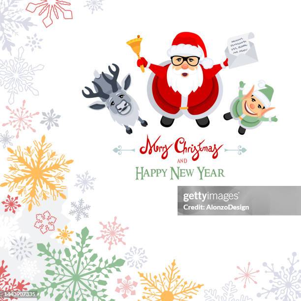 merry christmas. santa claus card design. snowflakes background design. - let it snow 幅插畫檔、美工圖案、卡通及圖標