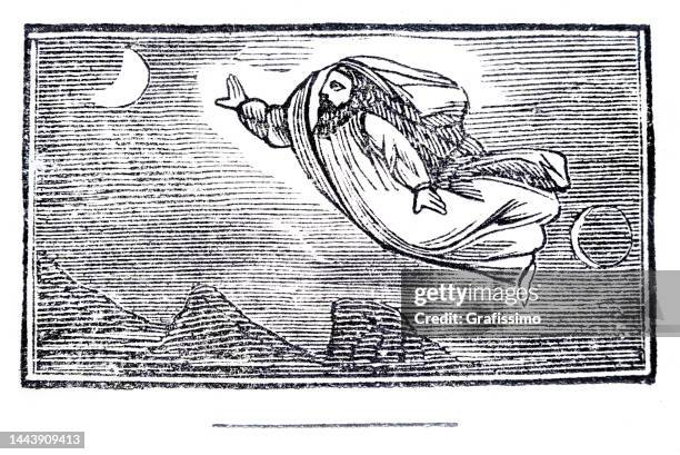 god creating the world woodcut 1867 - character creation stock illustrations