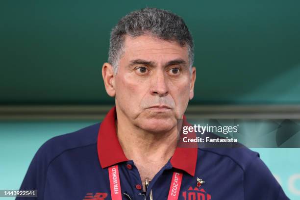 Luis Fernando Suarez Head coach of Costa Rica looks on prior to kick off in the FIFA World Cup Qatar 2022 Group E match between Spain and Costa Rica...