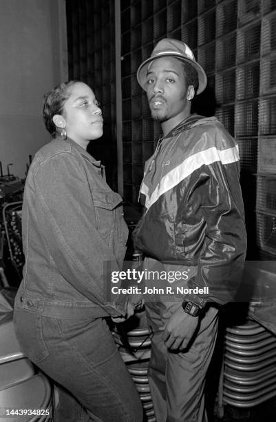 American hip-hop musician and rapper Sparky Dee and American old-school rapper and producer Spyder D pose for a portrait, Taunton, Massachusetts,...