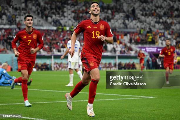 Carlos Soler of Spain celebrates after scoring their team's sixth goal during the FIFA World Cup Qatar 2022 Group E match between Spain and Costa...