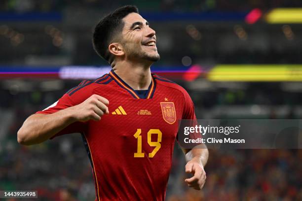 Carlos Soler of Spain celebrates after scoring their team's sixth goal during the FIFA World Cup Qatar 2022 Group E match between Spain and Costa...