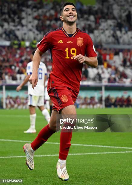 Carlos Soler of Spain celebrates after scoring their team's sixth goal during the FIFA World Cup Qatar 2022 Group E match between Spain and Costa...