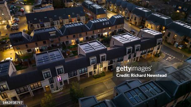 sustainable housing development - solar street light stock pictures, royalty-free photos & images