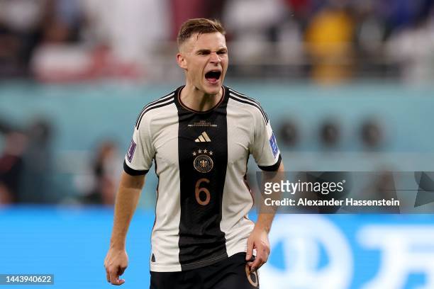 Joshua Kimmich of Germany reacts during the FIFA World Cup Qatar 2022 Group E match between Germany and Japan at Khalifa International Stadium on...