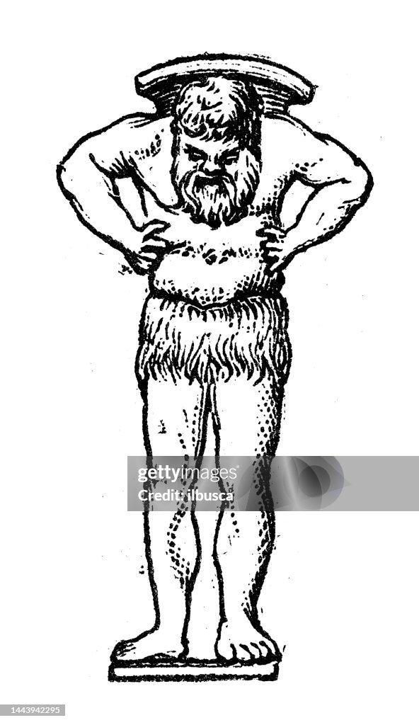 Antique engraving illustration: Telamon, Atlas