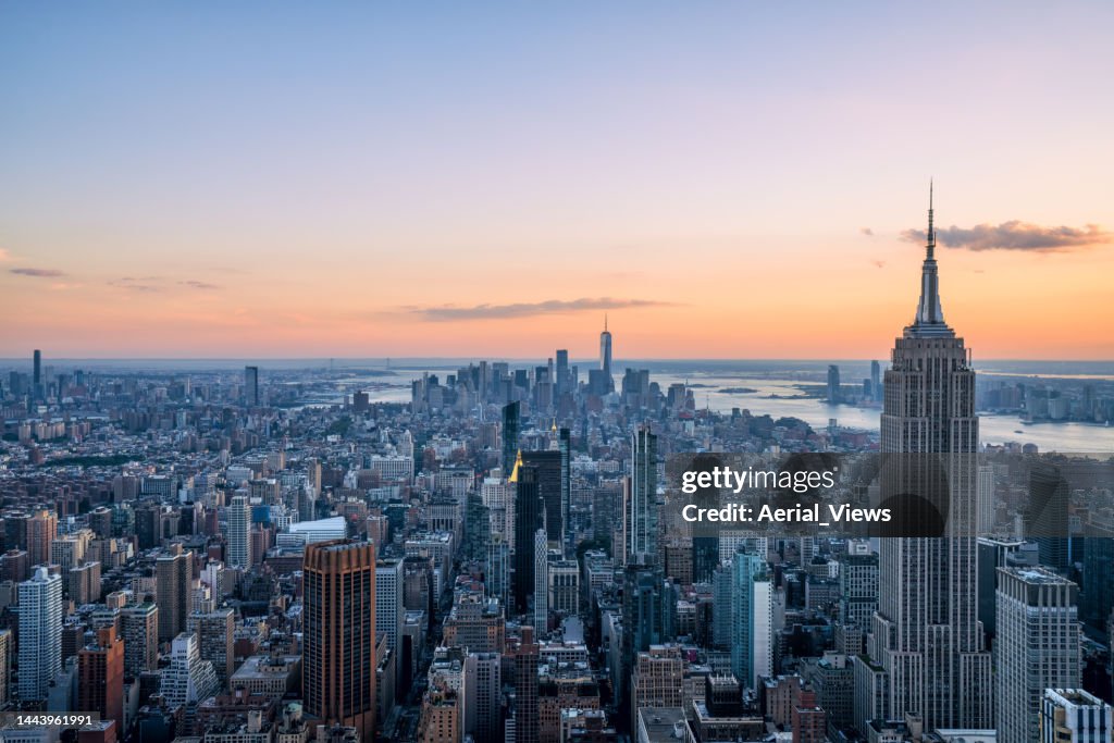 NYC Stadtbild bei Sonnenuntergang