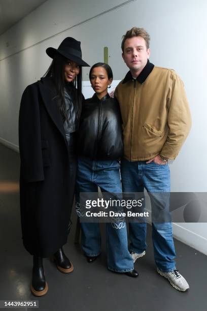 Naomi Campbell, Taylor Russell and Jonathan Anderson attend a special screening of 'Bones & All', hosted by Jonathan Anderson, at Hackney...