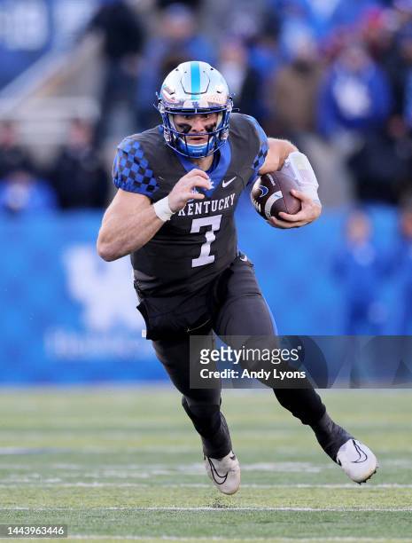 Will Levis of the Kentucky Wildcats against the Georgia Bulldogs at Kroger Field on November 19, 2022 in Lexington, Kentucky.