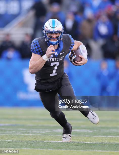 Will Levis of the Kentucky Wildcats against the Georgia Bulldogs at Kroger Field on November 19, 2022 in Lexington, Kentucky.