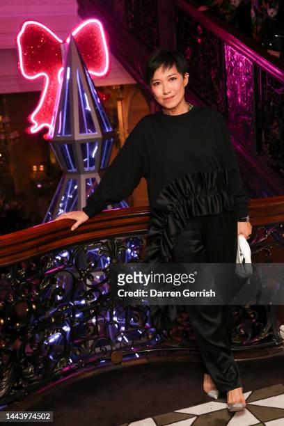 Sandra Choi attends Claridge's Christmas Tree 2022 Party with Jimmy Choo at Claridge's hotel on November 23, 2022 in London, England.