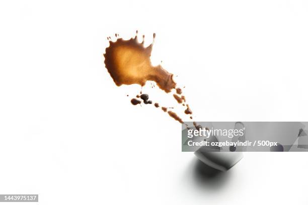 close-up of coffee cup against white background,turkey - spilling bildbanksfoton och bilder