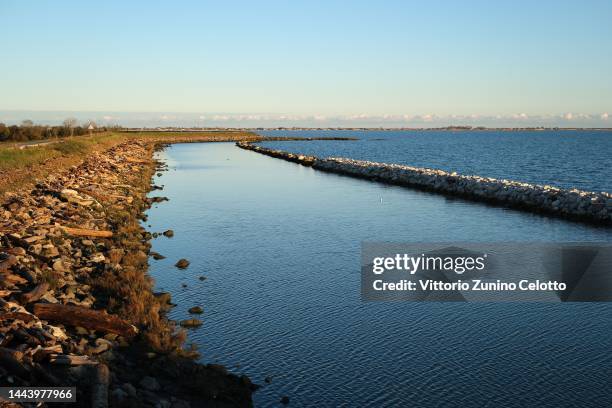 General view of the delta of the Po river on November 23, 2022 in Porto Tolle, Italy. The flow of Italy's longest river has fallen to one-tenth of...