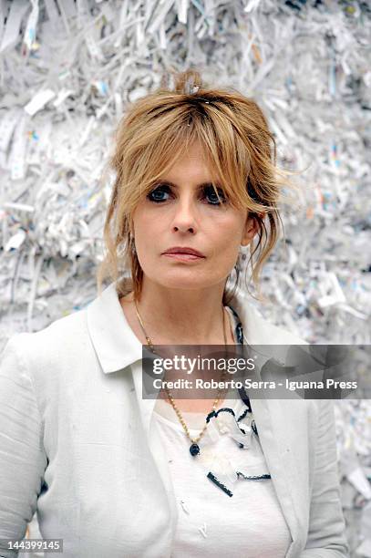 Italian actress Isabella Ferrari poses on the set of "Anestesia" spot on May 5, 2012 in Bologna, Italy.