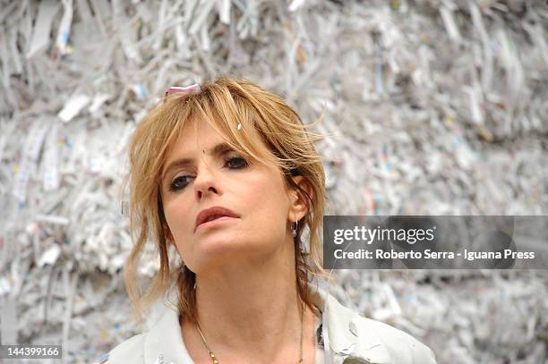 Italian actress Isabella Ferrari poses on the set of "Anestesia" spot on May 5, 2012 in Bologna, Italy.