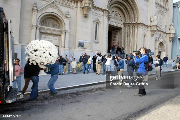 Exterior view of Saints Peter and Paul Church is seen on June 07, 2003 in San Francisco, California.
