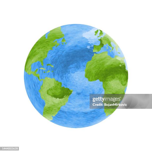 ilustrações, clipart, desenhos animados e ícones de ícone de aquarela do globo terrestre. vetor - planeta terra