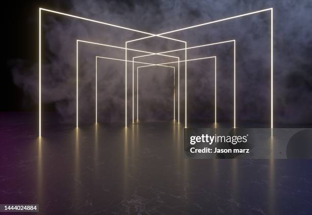 abstract neon light background,3d render - glowing cube stock pictures, royalty-free photos & images