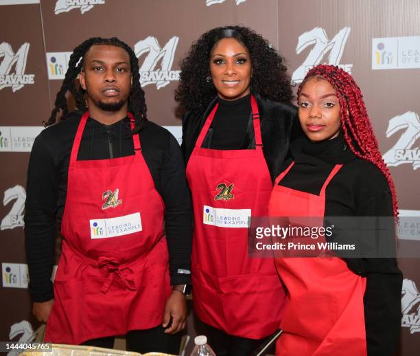 Heather Carmillia Joseph attends 21 Savage's 4th Annual Thanksgiving Dinner at Wade Walker Park YMCA on November 23, 2022 in Stone Mountain, Georgia.
