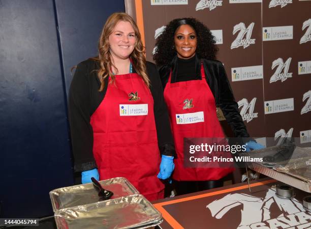 Heather Carmillia Joseph attends 21 Savage's 4th Annual Thanksgiving Dinner at Wade Walker Park YMCA on November 23, 2022 in Stone Mountain, Georgia.