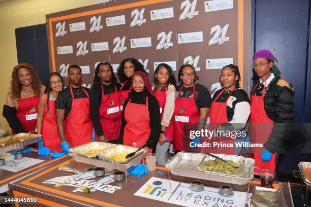 Heather Carmillia Joseph attends 21 Savage's 4th Annual Thanksgiving Dinner at Wade Walker Park YMCA on November 23, 2022 in Stone Mountain, Georgia.