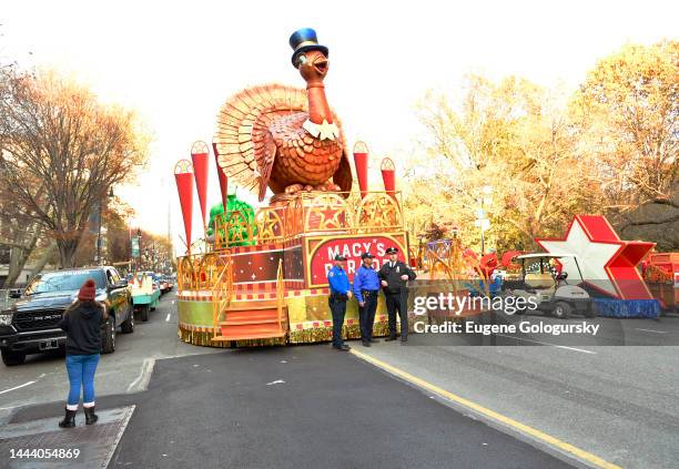 Tom Turkey by Macy's float is seen during 96th Macy's Thanksgiving Day Parade - Balloon Inflation on November 23, 2022 in New York City.