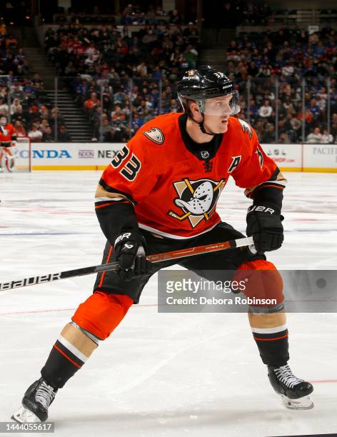 Jakob Silfverberg of the Anaheim Ducks skates on the ice during the third period against the New York Rangers at Honda Center on November 23, 2022 in...