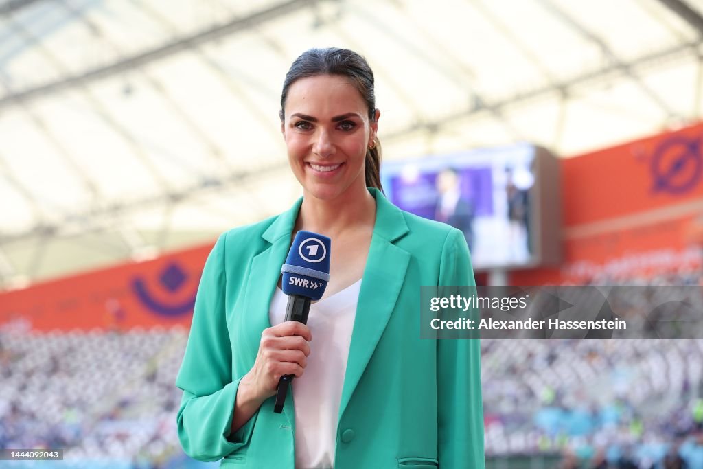 Esther Prior TV host Esther Sedlaczek prior to the FIFA World Cup Qatar 2022 Group ...