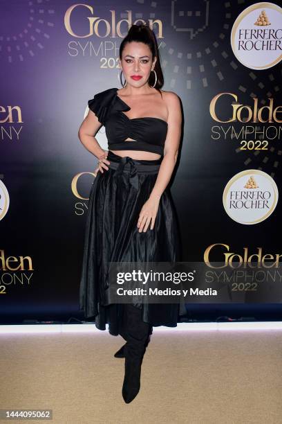 Dayana Garroz poses for a photo during the red carpet for the presentation of Golden Symphony Ferrero Rocher at Teatro Telcel on November 23, 2022 in...