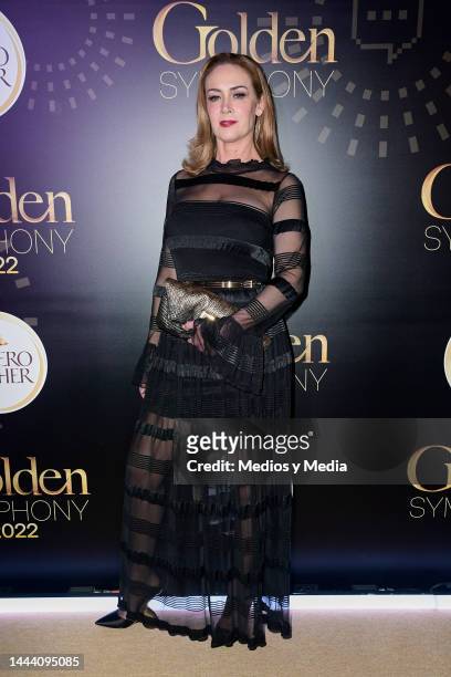 Anette Michel poses for a photo during the red carpet for the presentation of Golden Symphony Ferrero Rocher at Teatro Telcel on November 23, 2022 in...
