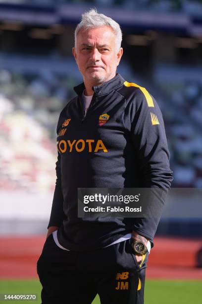 Roma coach Josè Mourinho during a training session at Japan National Stadium on November 24, 2022 in Tokyo, Japan.