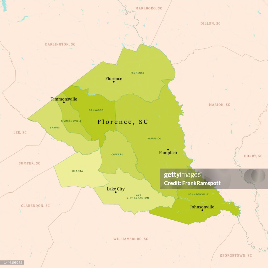 SC Florence County Vector Map Green