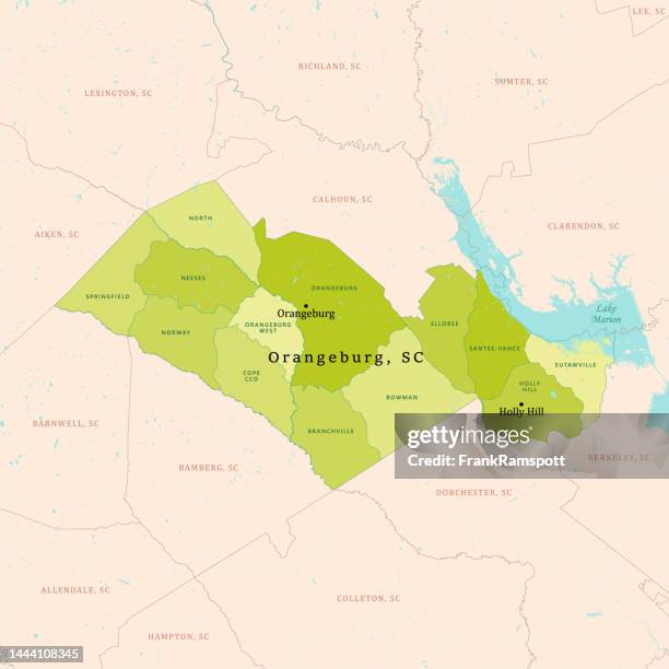 sc orangeburg county vector map green - orangeburg stock illustrations