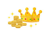 golden crown king flat polygon illustration