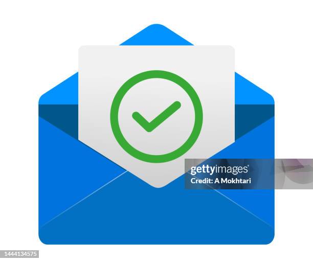 envelope with confirmation and validation message. - accuracy stock illustrations